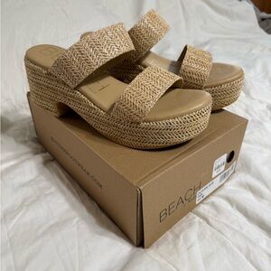 Beach by Matisse Ocean Ave Tan Raffia Woven Platform Sandals